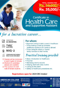 Certificate in Healthcare and Supportive Assistant